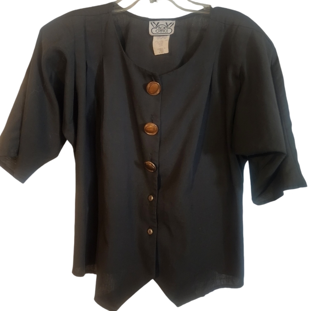 Box Office Vintage Black Blouse. Size Med. Good Preowned Condition